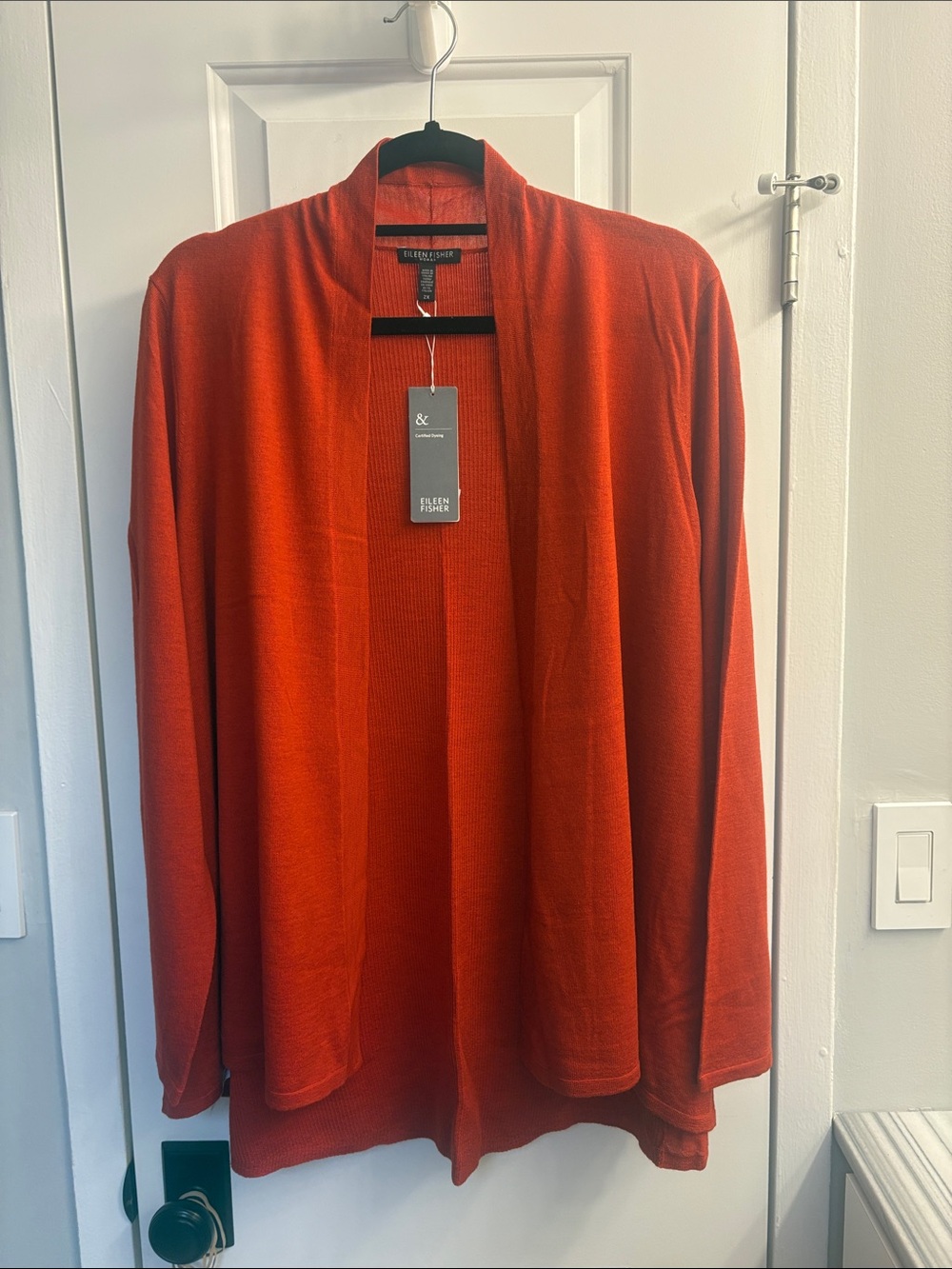 Eileen Fisher Open-Front Wool Cardigan Sweater - Mandrin